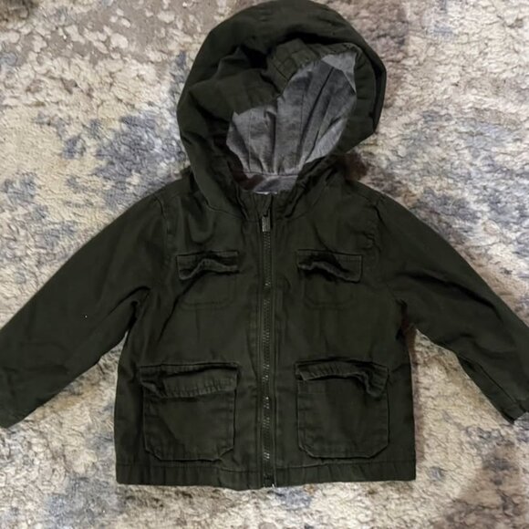 Old Navy Hooded Jacket 12 to 18M Olive Green - Picture 1 of 4